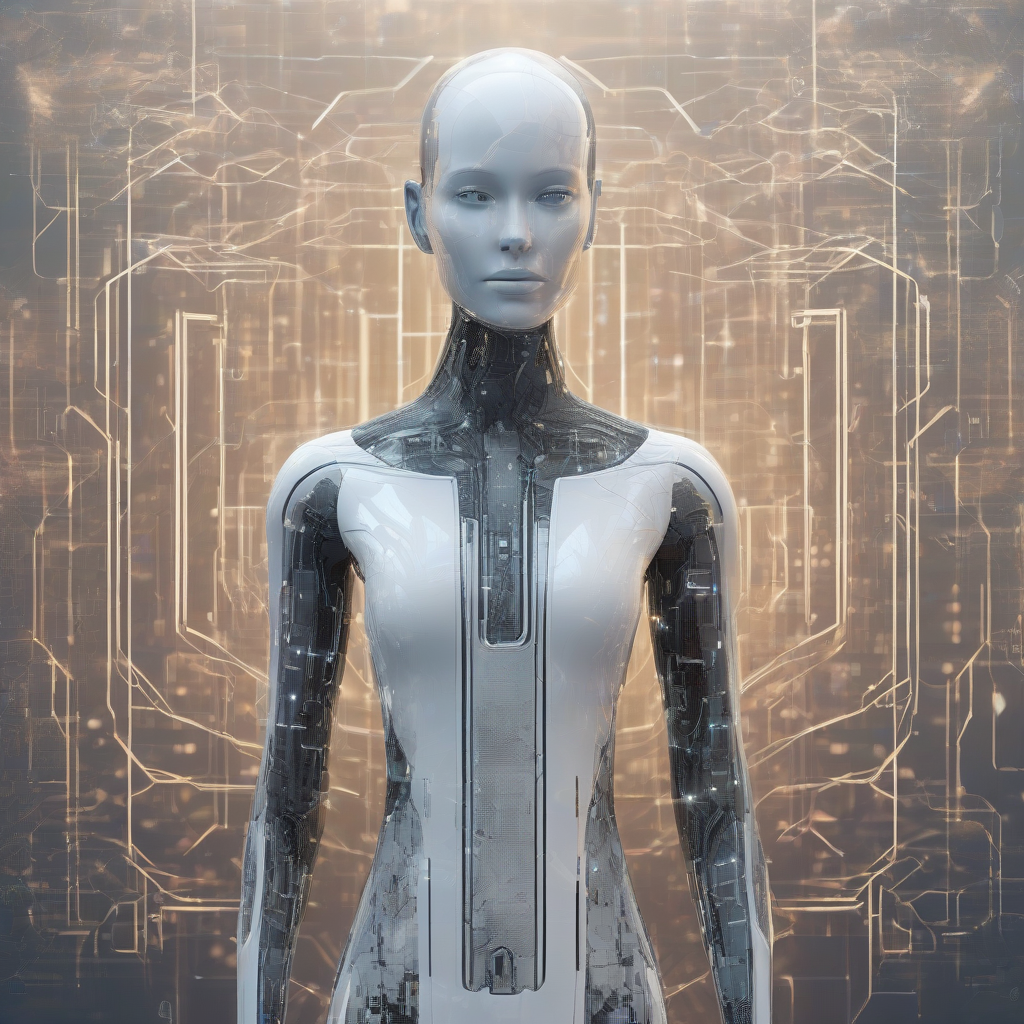 An abstract representation of AI-driven confidence, blending technology and human intuition in a futuristic setting.