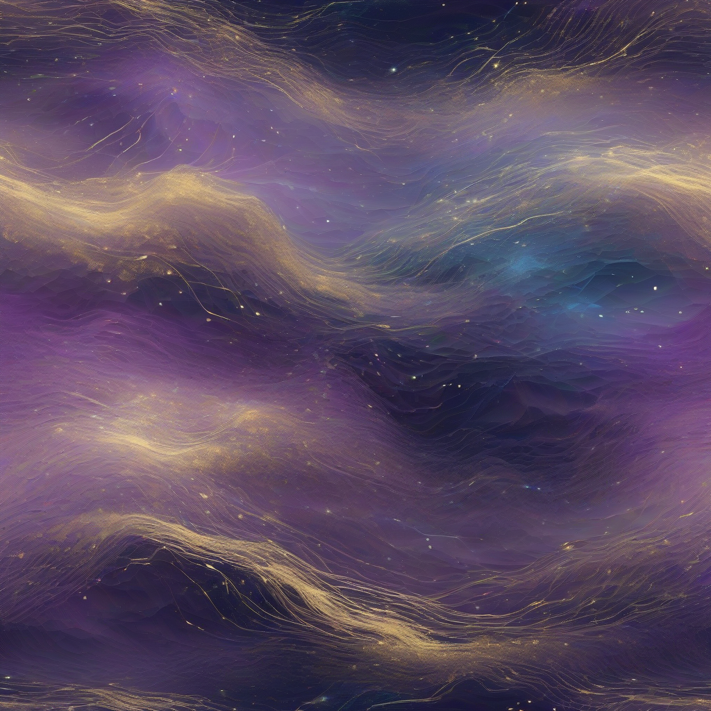 A serene, abstract digital landscape where glowing data streams begin to thin and dissipate into a soft, cosmic dust. The colors are deep purples and blues, with faint, ephemeral traces of gold and silver, evoking a sense of vastness and gentle decline.