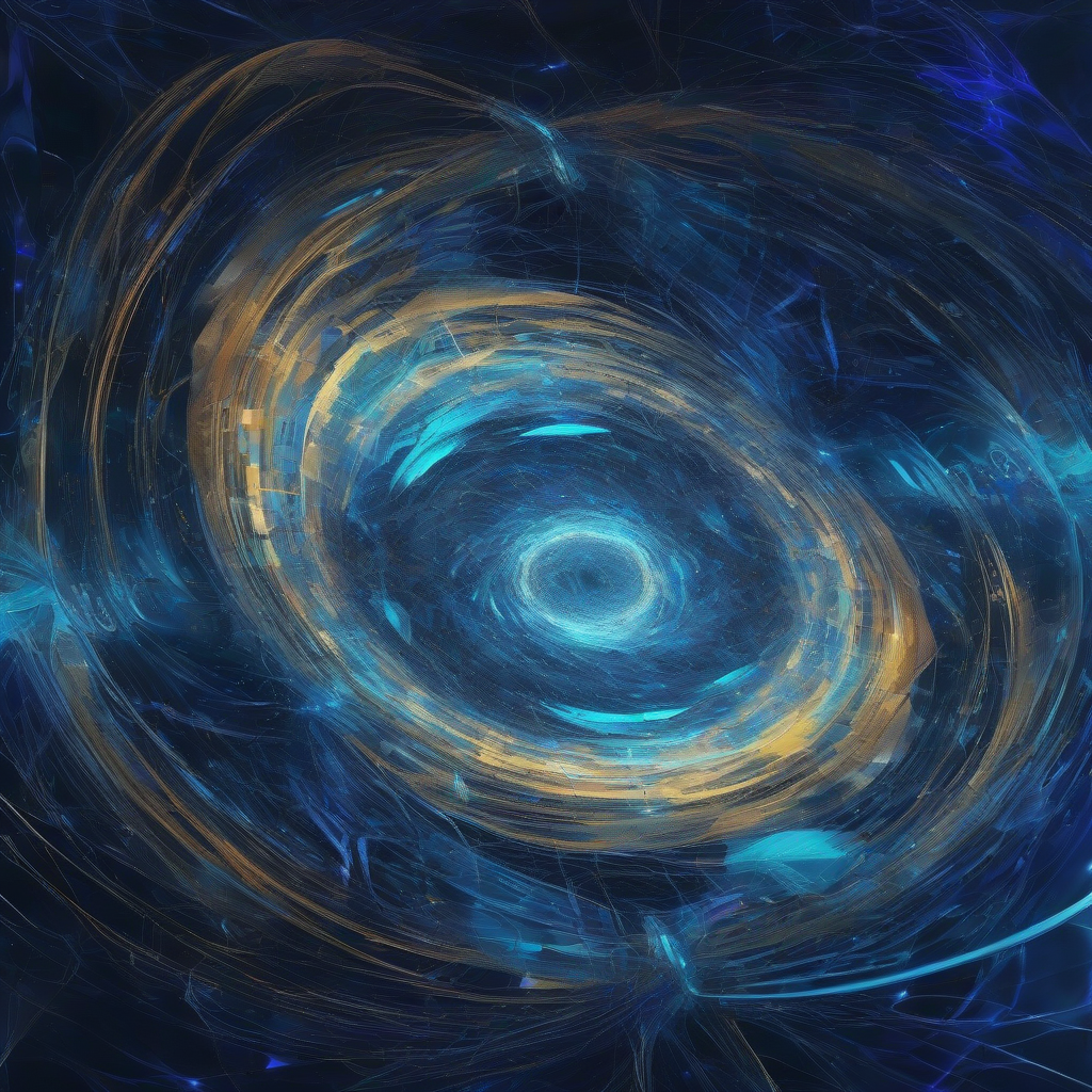 A swirling vortex of digital data and glowing neural pathways, synthesizing into a singular, crystalline point of insight, against a backdrop of deep indigo and electric cyan. The aesthetic is futuristic and abstract, evoking the complex compression of information.