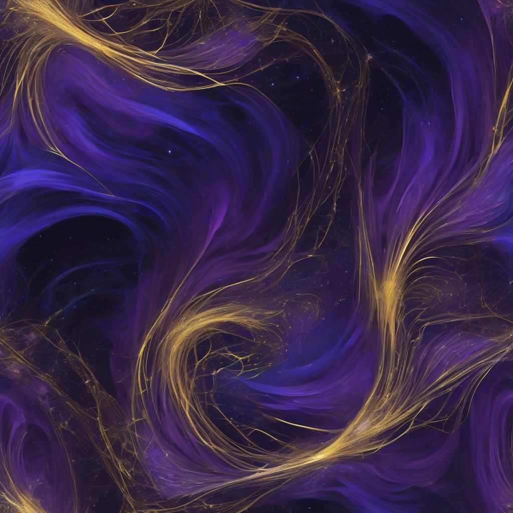 A swirling, luminous vortex of interconnected filaments and crystalline structures, representing AI's synthetic orchestration of matter at a molecular level. Hues of deep violet, electric blue, and molten gold illuminate the intricate, adaptive network.