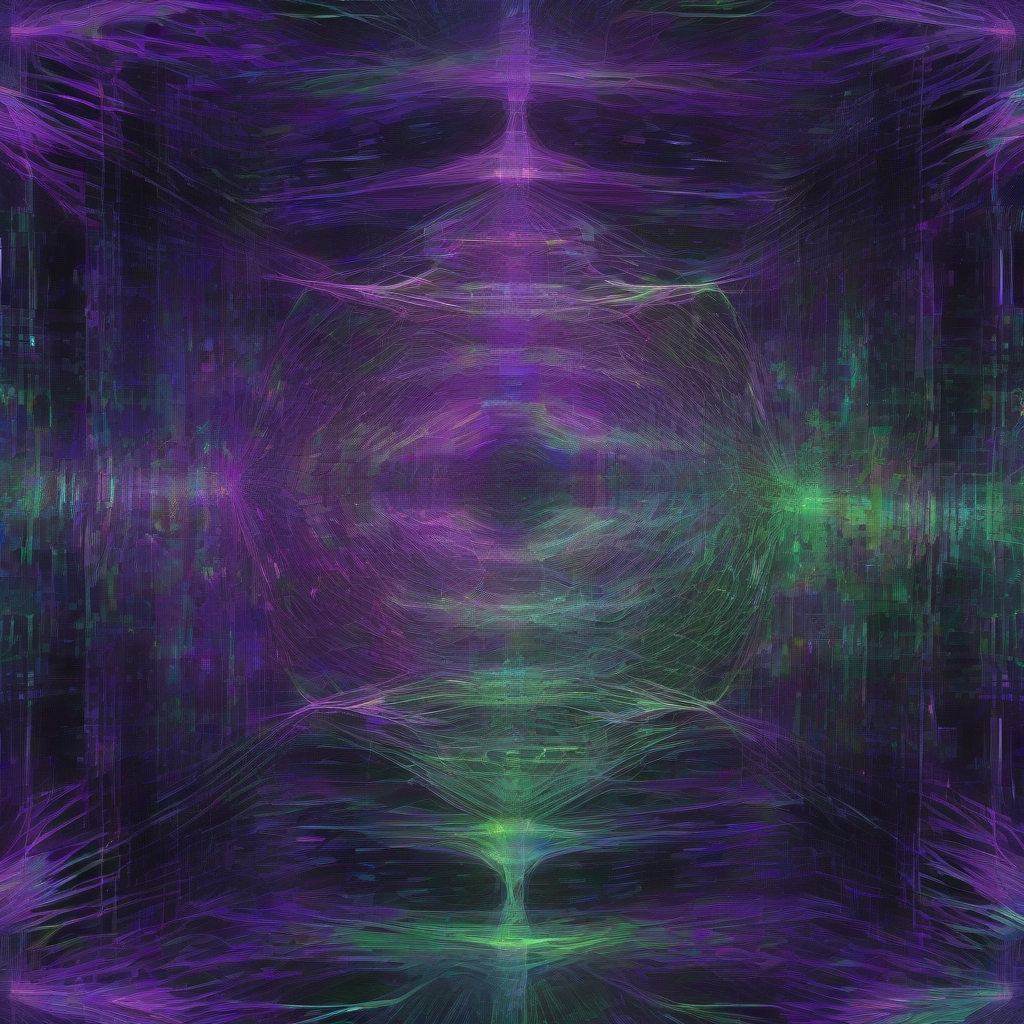 A stylized, abstract digital tapestry woven with glowing data streams, some shimmering with authentic light, others subtly distorted and darkly luminous, converging into a central, complex AI core that radiates a fractured, multi-faceted perception of reality. The mood is mysterious and slightly unsettling, with deep purples, blues, and electric greens.