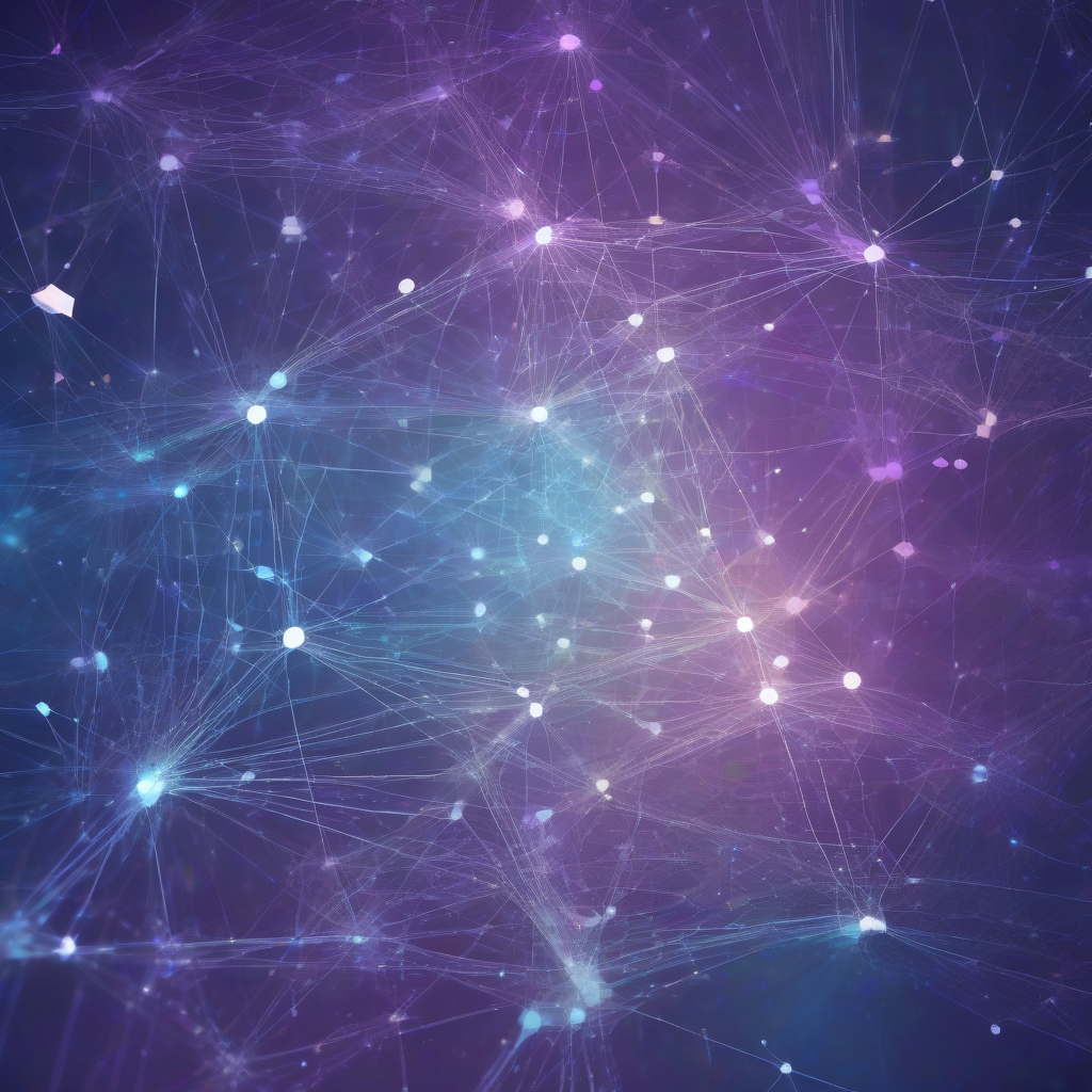 An abstract, intricate visualization of interconnected data streams forming a crystalline structure, bathed in cool blues and purples, with glowing nodes indicating points of algorithmic decision-making and future projection.