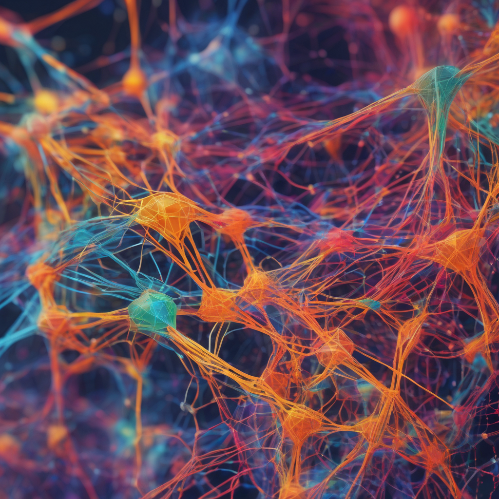 A vibrant, abstract representation of interconnected neural networks, symbolizing the limitless potential of open source AI innovation.