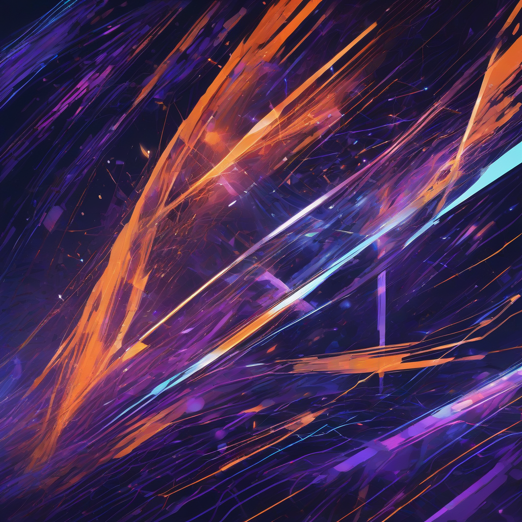 A dynamic, abstract digital battlefield with glowing algorithmic lines intersecting and clashing, suggesting intense, high-speed computational conflict. Colors are sharp blues, purples, and oranges against a dark, futuristic backdrop, hinting at a complex data network in motion. The overall mood is intense and futuristic.