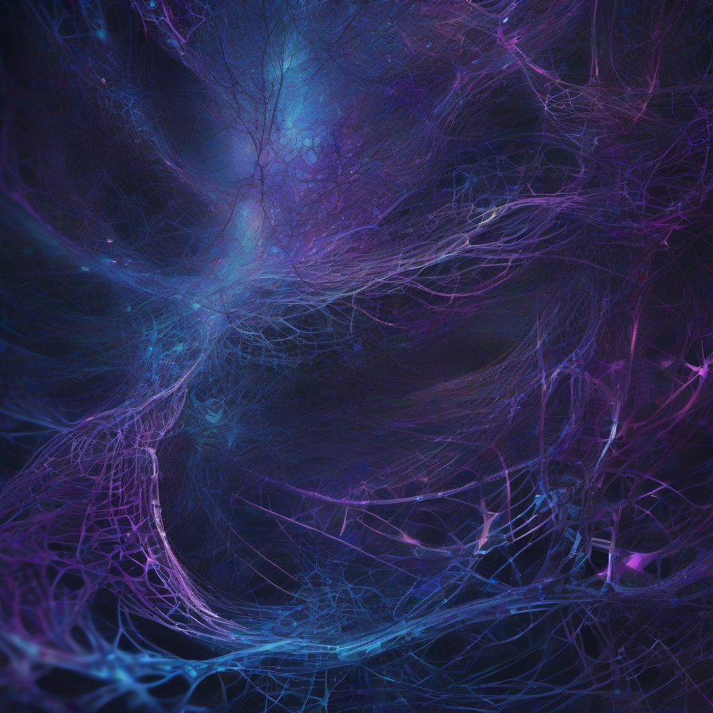 A visually striking, abstract representation of neural pathways intertwining with human thought, rendered in glowing blues and purples against a dark, intricate digital landscape. The image evokes a sense of deep synthesis and the emergence of new understanding from complex data streams.