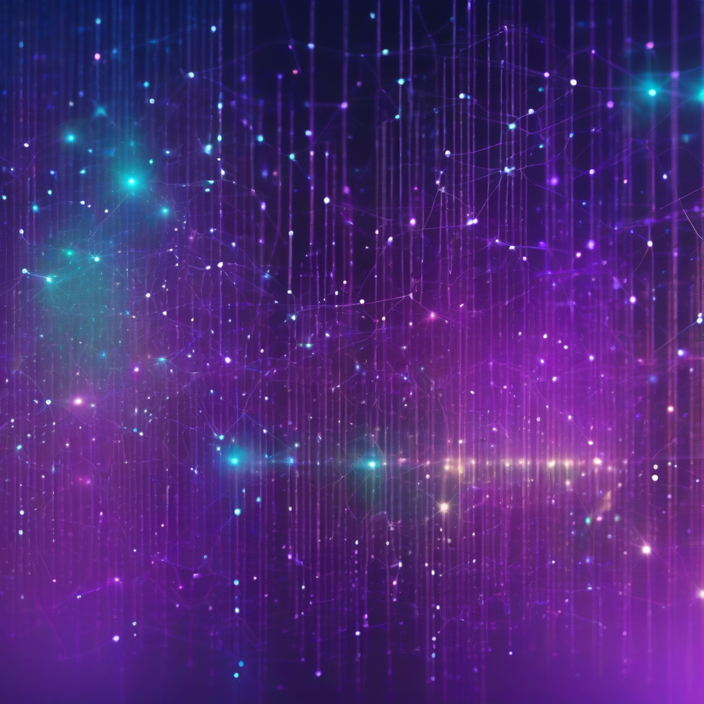 A shimmering, interconnected network of luminous data points, resembling a cosmic dust cloud, hinting at the vast, distributed intelligence of countless miniature AI agents working in concert across a digital landscape, rendered with iridescent blues and purples.