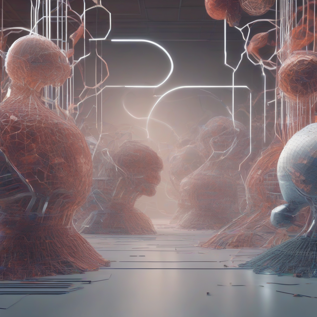 A striking visual of an abstract digital landscape representing the evolution of artificial intelligence and open-weight models.