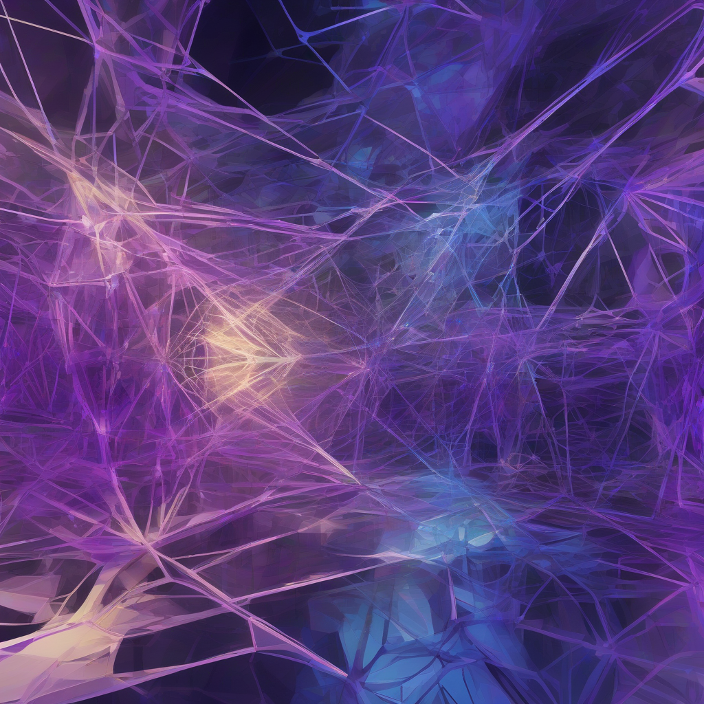 A stylized abstract rendering of neural pathways and intersecting data streams within a glowing, crystalline architectural structure, bathed in hues of deep violet and electric blue, symbolizing a self-organizing digital mind.