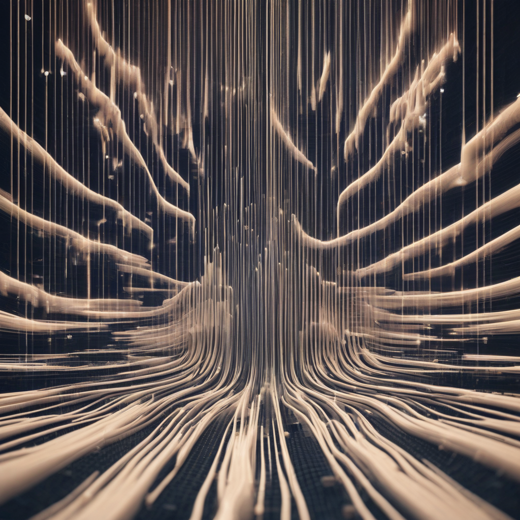 A visually captivating representation of sound waves merging, symbolizing the intersection of AI technology and voice imitation.